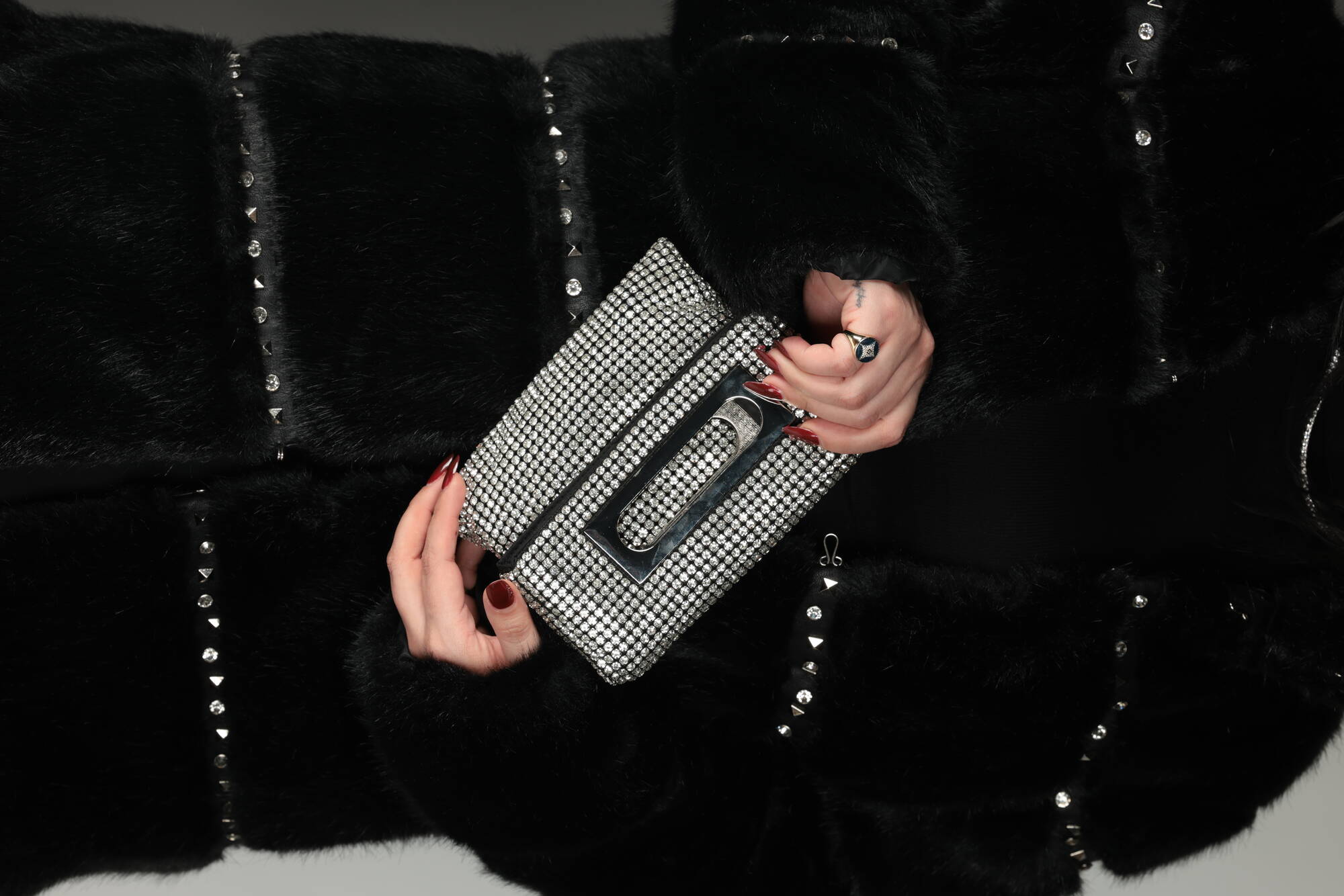 Parlak Cluncth Taş Detaylı Çanta 